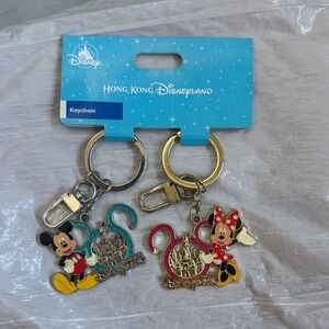 Disney Mickey and Minnie Keychain Set - silver gold